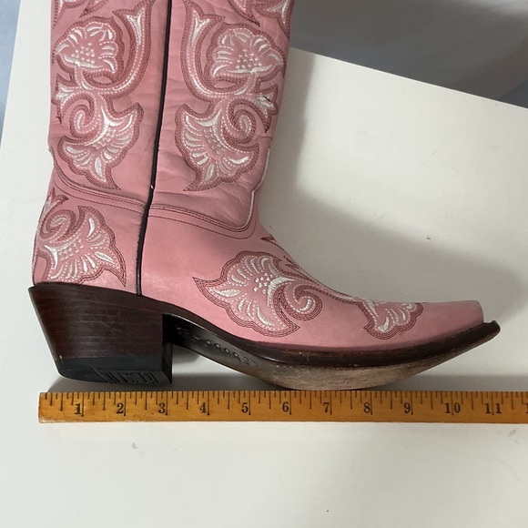Corral Pink Embroidered Leather Cowboy Boots - Picture 10 of 12